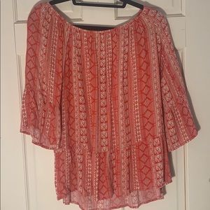 Off the shoulder red blouse